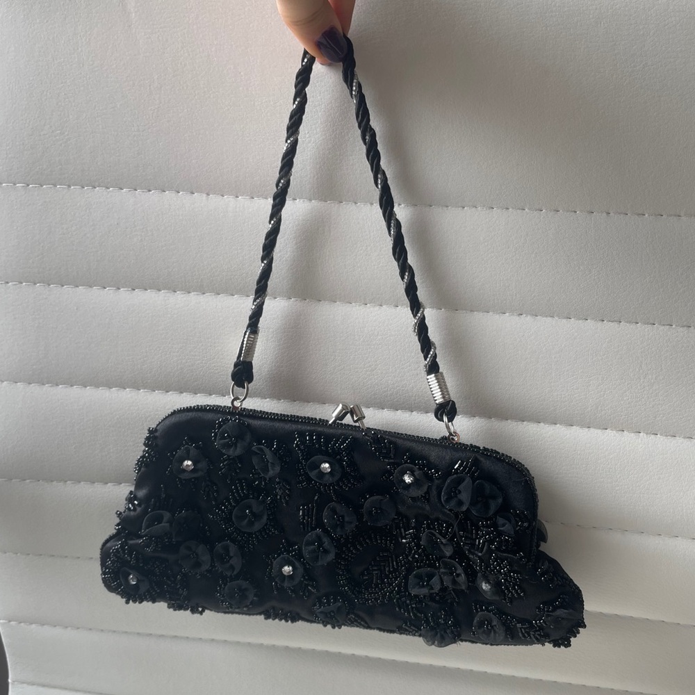 Black sequin evening bag